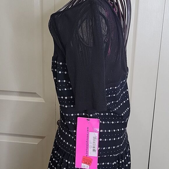 Betsy Johnson Black Knit and Sheer Dress Size 10 NWT - Picture 4 of 8